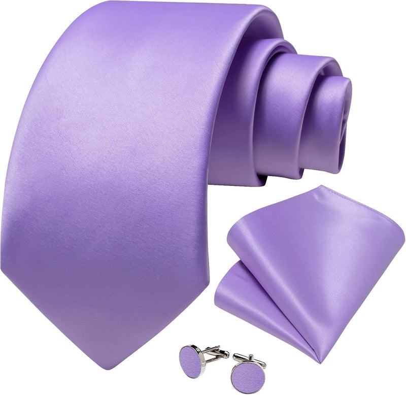 DiBanGu Mens Solid Color Tie and Pocket Square Set Woven Silk Plain Necktie & Handkerchief for Men Wedding Party Formal - Image 2